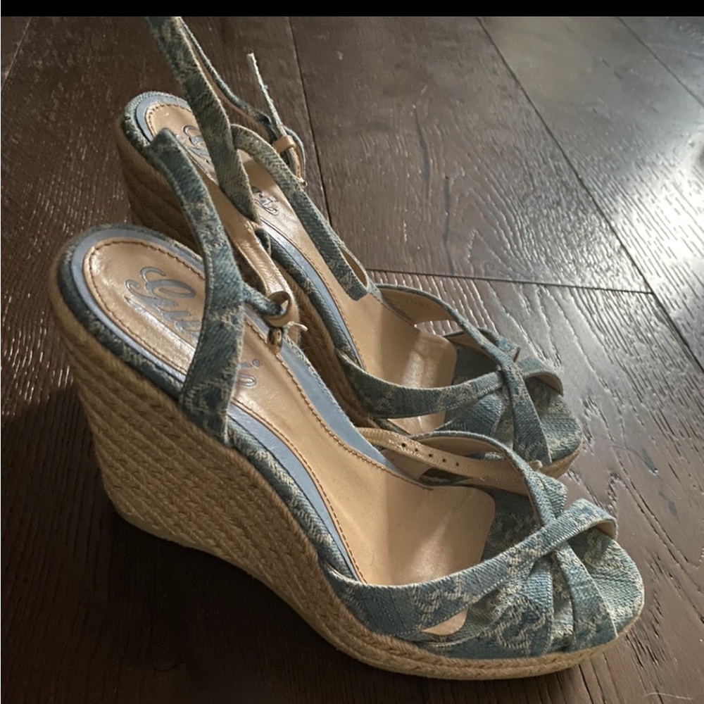 Gucci Denim Wedge Sandals